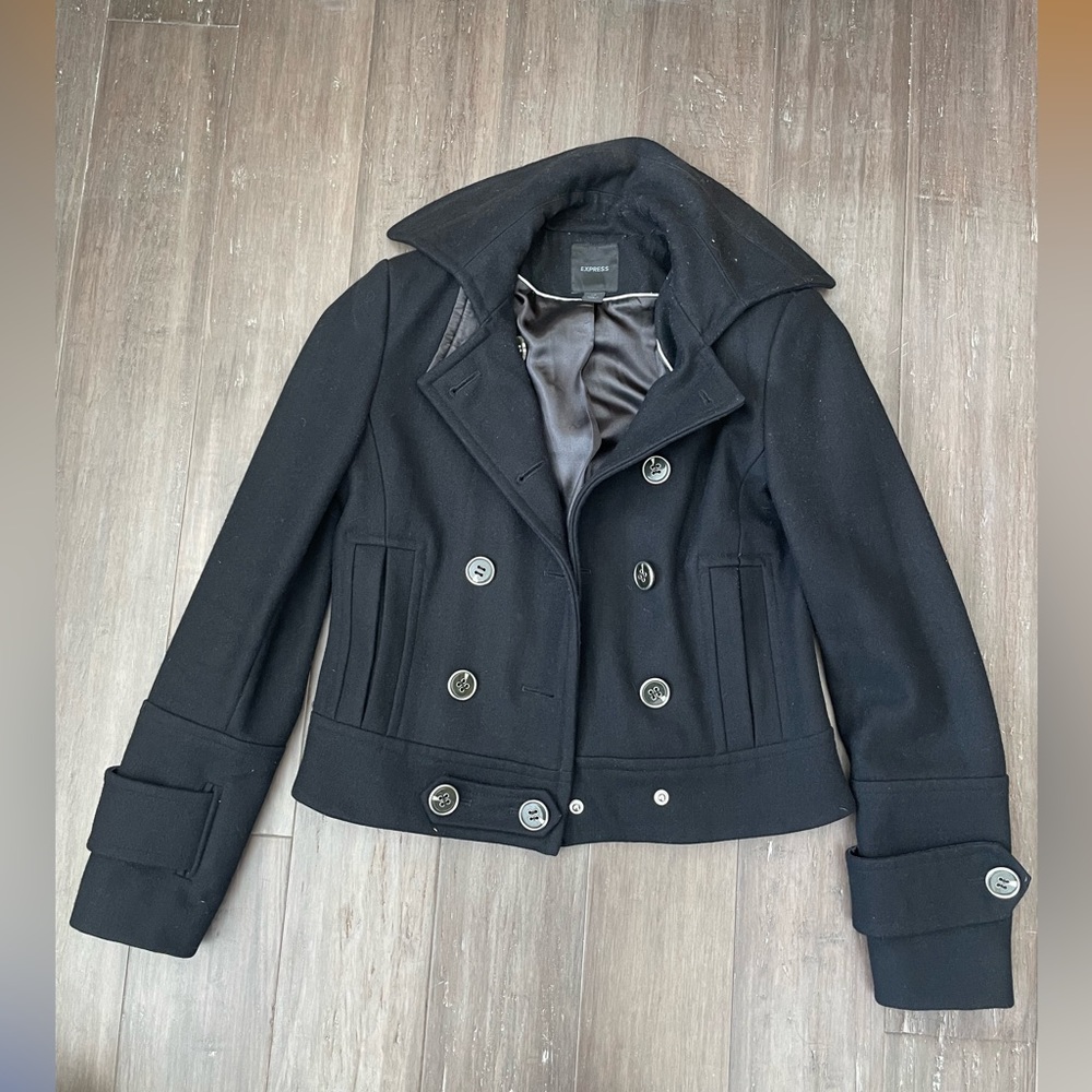 EXPRESS BLACK WOOL BUTTON DOWN JACKET XS